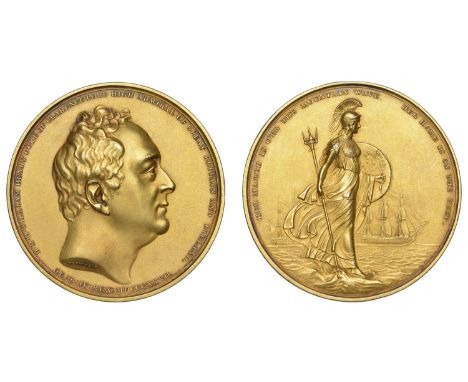 Duke of Clarence Appointed Lord High Admiral, 1827, a gilt-silver medal by J. Henning, bare head right, rev. Britannia walkin