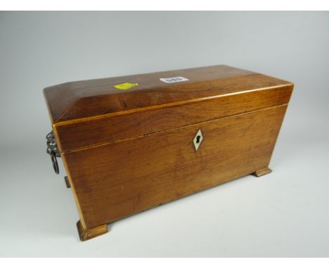 An antique rosewood sarcophagus tea caddy