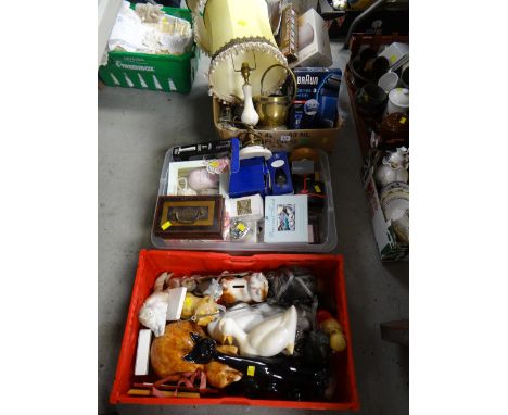A quantity of household items, pottery ornaments, lighting etc