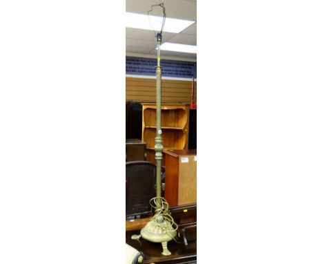A mid-twentieth century brass telescopic standard lamp E/T
