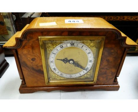 Reproduction Elliott polished walnut architectural mantel clock