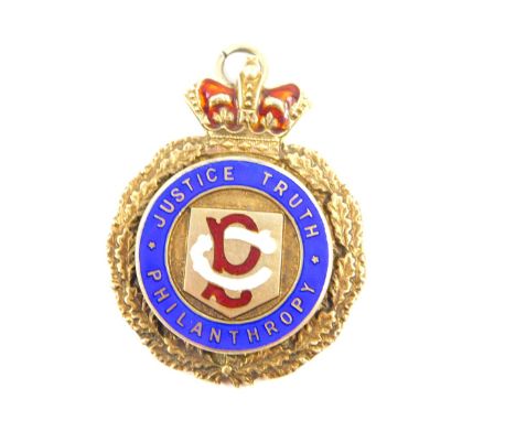 A silver gilt and enamel Masonic jewel, presentation engraved, Birmingham 1924, 48.8g.