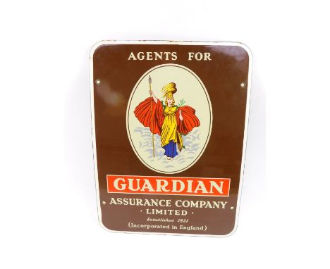 A Guardian enamel sign, Agents for Guardian Insurance Limited Established 1861 (incorporated in England), 40.5cm high, 30.5cm