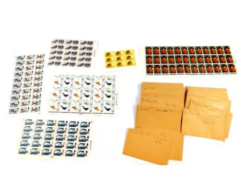 Philately. QEII commemorative mint blocks, some traffic light part sheets, including The Battle of Hastings., Ornithology., U