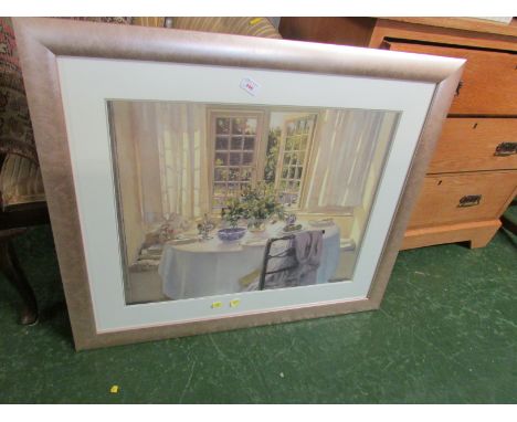 FRAMED AND GLAZED PRINT OF INTERIOR SCENE
