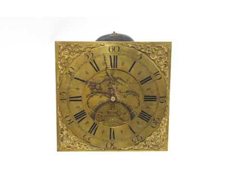 An 18th century longcase clock movement by William Bilbie from Chew Stoke Foundry, the dial 12", and a single weight