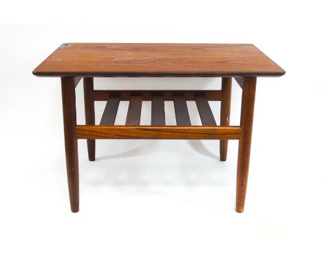 A G-plan teak coffee table with magazine shelf, 45cm high x 70cm wide x 49cm deep