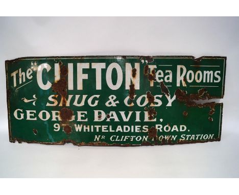 An original enamel sign for Clifton Tea Rooms, 60cm  x 153cm