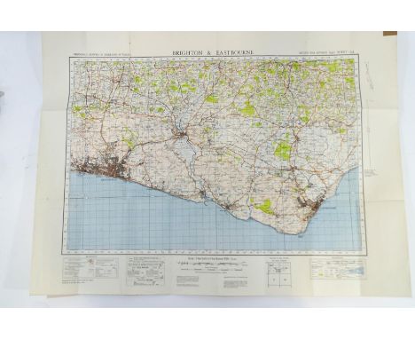 A quantity of 1940s Ordnance Survey maps, some linen backed, including Torquay, Plymouth, Hastings, Land's End, Chard & Axmin