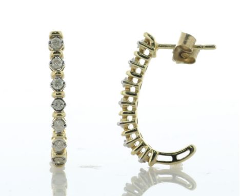 A gorgeous pair of 9ct yellow earrings, each featuring seven round brilliant cut diamonds set along the hoop. Height of the h