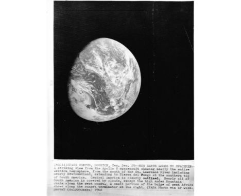 
	
		William Anders
		A black and white version of the iconic first photograph of Earth's disc taken by a human. Photographed