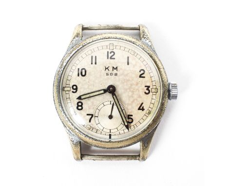  A KM marked Alpina wristwatch, Serial 336681, plated case with brushed finish wear to lugs and sides, silvered dial stamped 