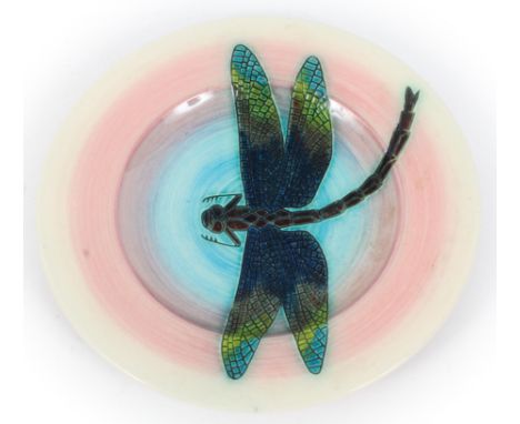A Dennis China Works ceramic plate depicting a dragonfly designed by Sally Tuffin, dated 1998, diameter 19cm