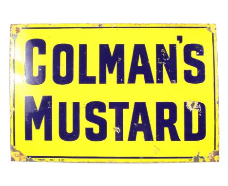 A vintage enamel sign advertising 'Coleman's Mustard', 40.5cm x 60cm