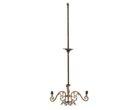 A large gilt metal ceiling light or electrolier, 120cm