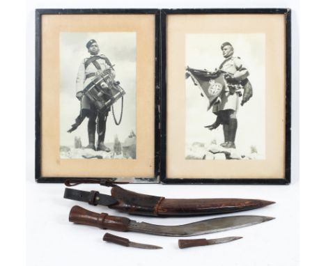 A Kukri dagger and leather scabbard from the Gurka regiments, together with two photosProvenance: These items were owned by t