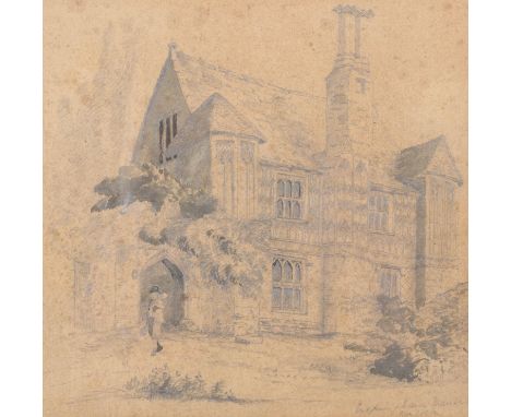 Circle of John Sell Cotman Norfolk school (1782-1842), pencil sketch of Great Gressingham Manor, indistinctly signed bottom r