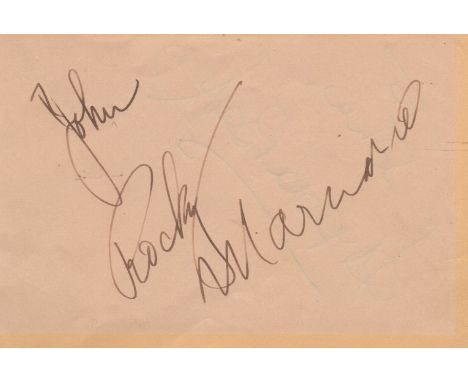 MARCIANO ROCKY: (1923-1969) American Boxer, World Heavyweight Champion 1952-56. Vintage fountain pen ink signature and inscri