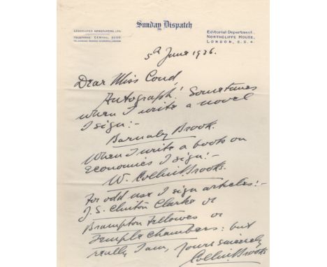 LITERATURE: Selection of A.Ls.S., T.Ls.S., a few signed letterheads etc., by various writers and novelists, a few journalists