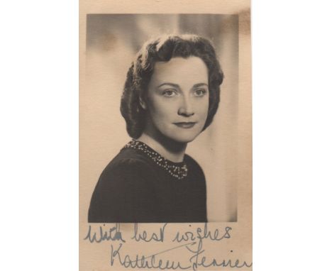 FERRIER KATHLEEN: (1912-1953) English Opera Singer. Vintage signed sepia postcard photograph, the image depicting Ferrier in 