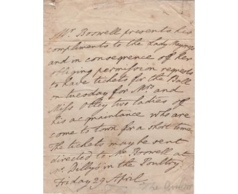 BOSWELL JAMES: (1740-1795) Scottish Biographer & Diarist, remembered for his biography of his contemporary, the English write
