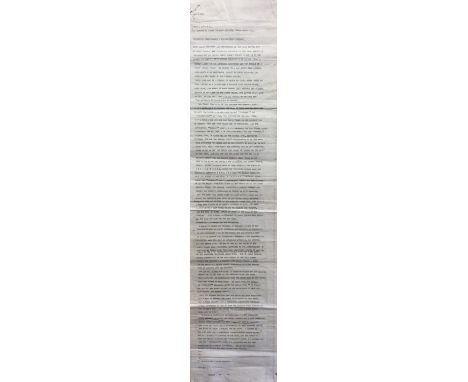 WORLD WAR II: An original teleprinted document (unsigned), one page, long folio (8.5 x 35) issued by the Commander in Chief, 