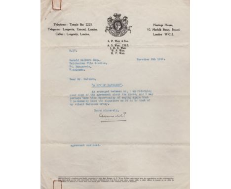 ORCZY EMMUSKA: (1865-1947) British Novelist. D.S., Emmuska Orczy, three pages, 4to, London, 8th October 1935. The typed docum