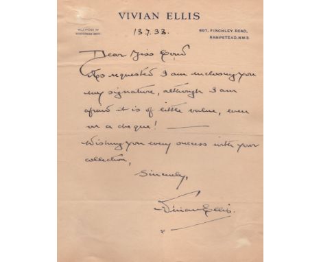 POPULAR MUSIC: Selection of signed pieces, letterheads, A.Ls.S., T.Ls.S. etc., by various popular and light musicians, bandle
