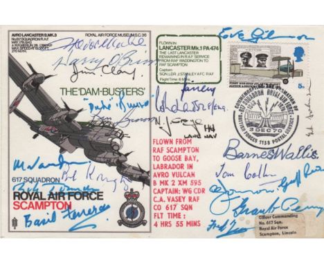 DAMBUSTERS THE: An exceptional multiple signed Commemorative cover issued by the Royal Air Force museum in honour of 617 Squa