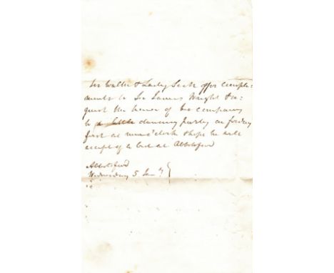 SCOTT WALTER: (1771-1832) Scottish Novelist. A.L.S., Sir Walter and Lady Scott, in the third person, also on behalf of his wi