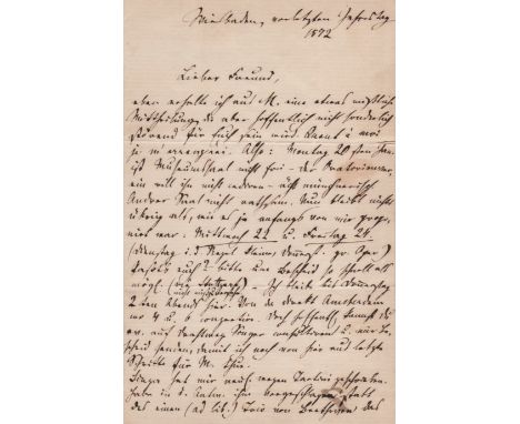 BULOW HANS VON: (1830-1894) German Conductor, Pianist & Composer. A.L.S., Bulow, two pages, 8vo, Wiesbaden, 30th December 187