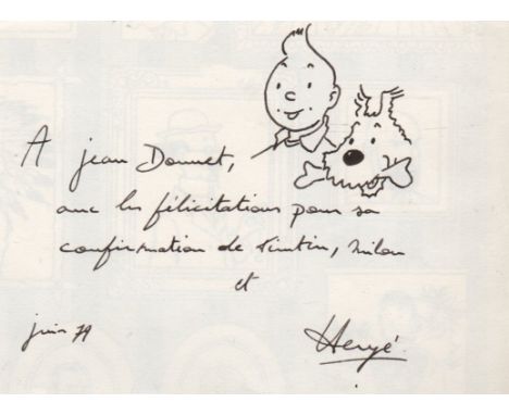 HERGE: (1907-1983) Georges Prosper Remi. Belgian Cartoonist, creator of The Adventures of Tintin. An excellent, charming orig