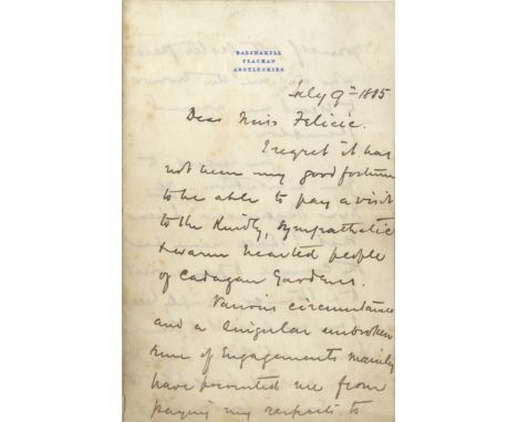 STANLEY HENRY M.: (1841-1904) British Explorer & Journalist. A.L.S., Henry M Stanley, four pages, 8vo, Balinakill, Kintyre, S
