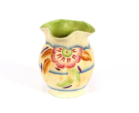 An Art Deco "Fairfield" teapot; and an Art Deco Royal Doulton tureen and cover; a floral decorated vase with flared rim; and 