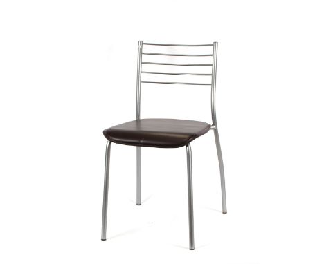 A set of four Italian steel and leather ladder back kitchen chairs 
