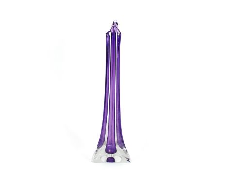 A tall Murano glass amethyst tinted vase, 54cm high