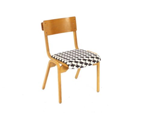 A set of six modern design light wood chapel chairs