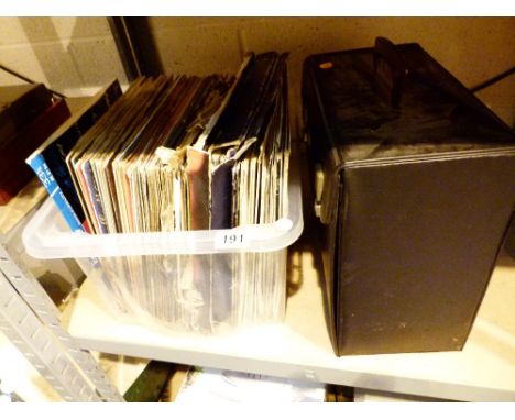 Shelf of LP records