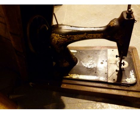 Vintage wooden cased Singer sewing machine
