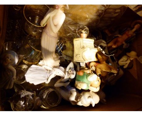 Box of mixed glass and ceramic figures