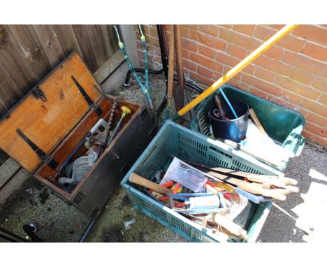 Assorted garden and workshop tools