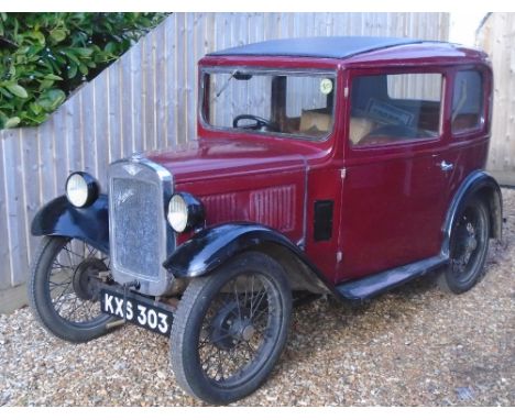 A 1935 Austin 7 RP box saloon, registration number KXS 303, chassis number 184591, engine number M177266, car number B8-8197,
