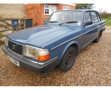 A 1990 Volvo 240 GL, registration number G223 EEF, blue. This rare manual 240 GL saloon is now a desirable modern classic. So