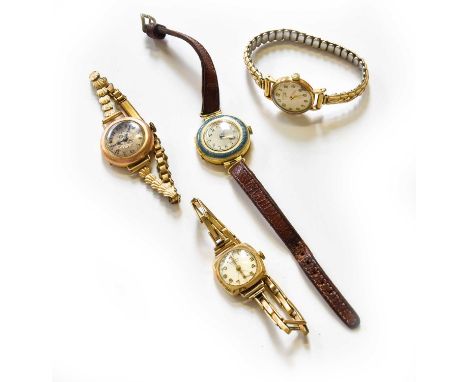 A Lady's 18 Carat Gold and Enamel Wristwatch, A Lady's 9 Carat Gold Longines Wristwatch, with Longines box, A Lady's 9 Carat 