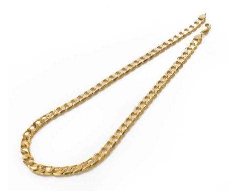 A 9 Carat Gold Flat Curb Link Chain, length 51.3cmGross weight 45.7 grams.