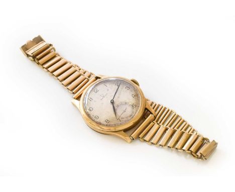 A 9 Carat Gold Omega Wristwatch, later bracelet with clasp stamped 9ctDimensions of the case - 33mmThe case with surface scra