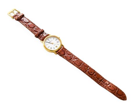 A Lady's 18 Carat Gold Calendar Centre Seconds Quartz Maurice Lacroix Wristwatch, with Maurice Lacroix boxes and booklets, ca