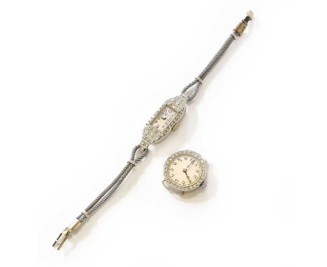 A Platinum and Diamond Set Art Deco Benson Wristwatch, circa 1930 inside case back inscribed Platinum, bracelet with clasp st