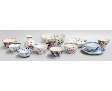 A Collection of Chinese Porcelain Teabowls and Saucers etc, Qianlong teabowl and saucer painted in underglaze blue, ogee shap