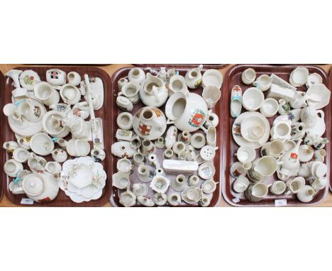 A Collection of Crested Ware , including Goss and Arcadian (three trays)